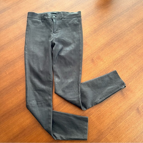 J Brand L8001 Women’s Mid-Rise Legging in Stretch Lamb Leather Black Gray 27 - Picture 3 of 8